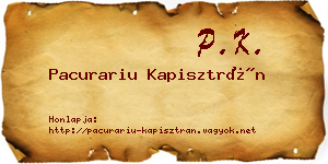 Pacurariu Kapisztrán névjegykártya